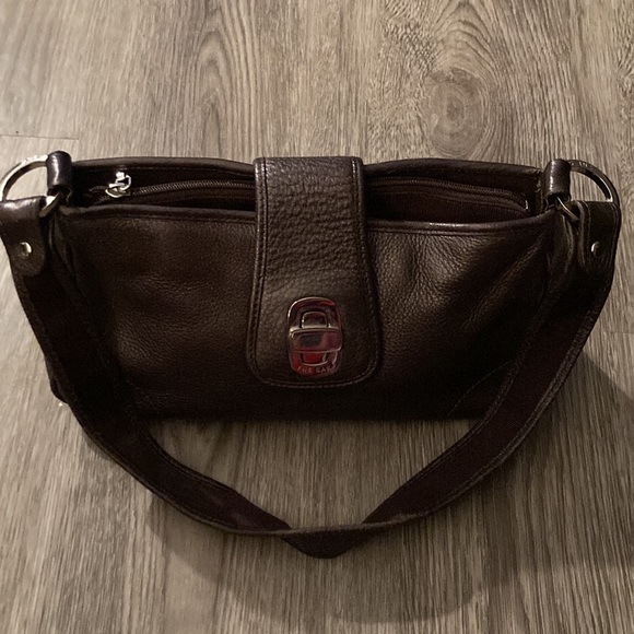 The Sak Pink Label 💯 % Leather Metallic Dark Silver/Brown Shoulder Purse 👛. - Picture 4 of 13